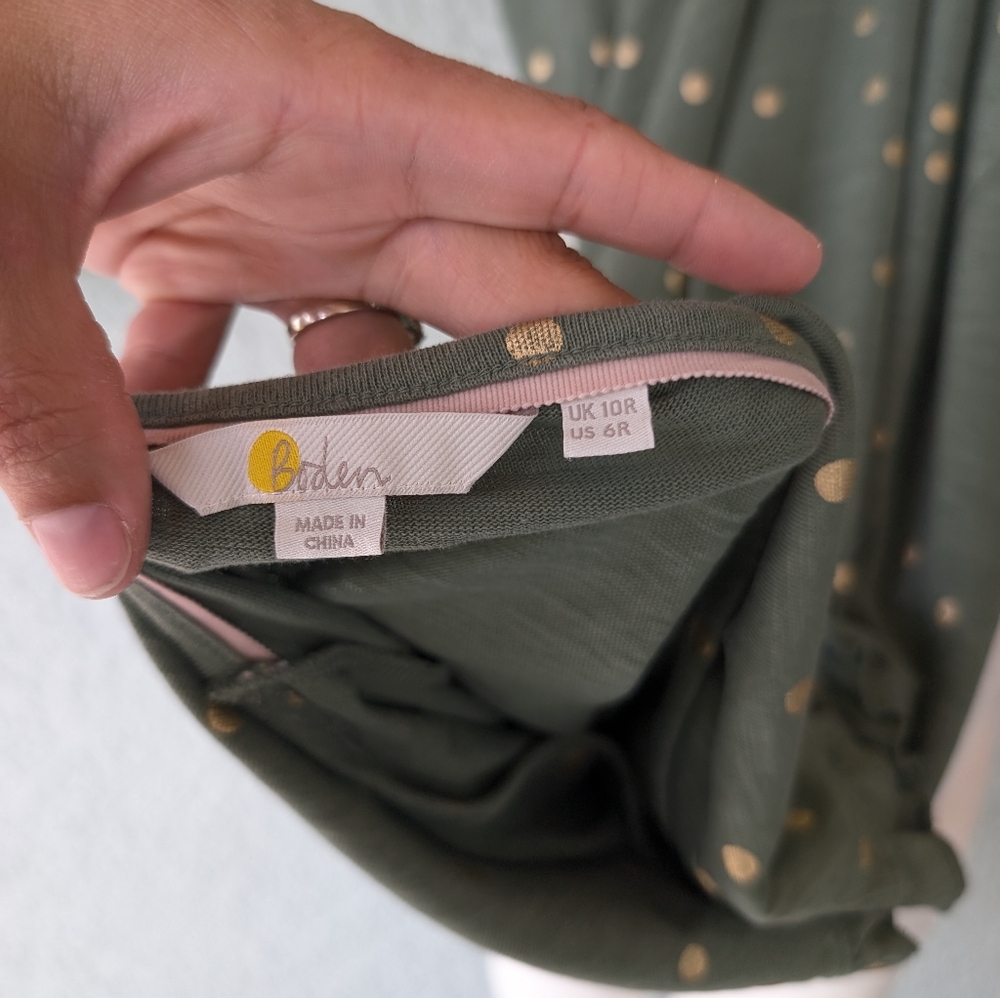 BODEN Faye Jersey T-Shirt Dress‎ Size 6reg  polka Dot Alder Gold Foil - Picture 6 of 8